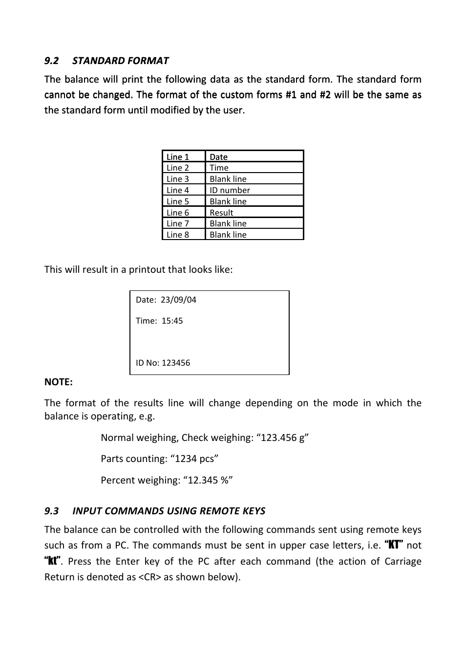 2 standard format, 3 input commands using remote keys, Standard format | Input commands using remote keys | Nova-Tech PGL Series User Manual | Page 27 / 40