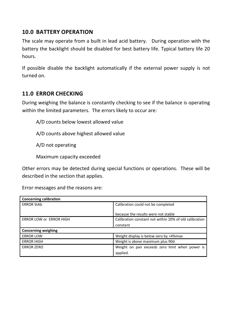0 battery operation, 0 error checking, Battery operation | Error checking, 0 battery, Operation, 0 error, Checking | Nova-Tech PGL Series User Manual | Page 29 / 40