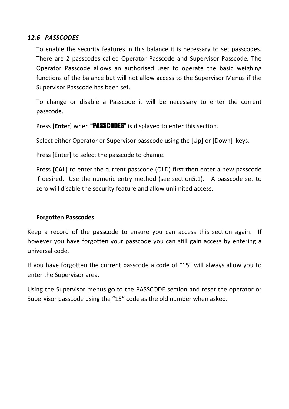 6 passcodes, Passcodes | Nova-Tech PGL Series User Manual | Page 35 / 40