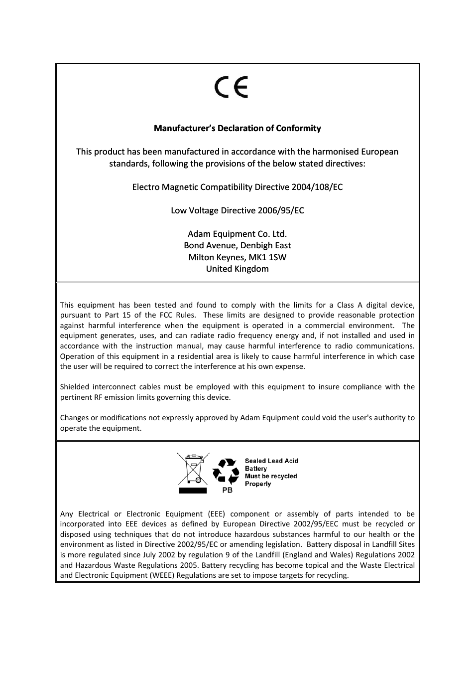 Fcc compliance, Weee compliance | Nova-Tech PGL Series User Manual | Page 39 / 40