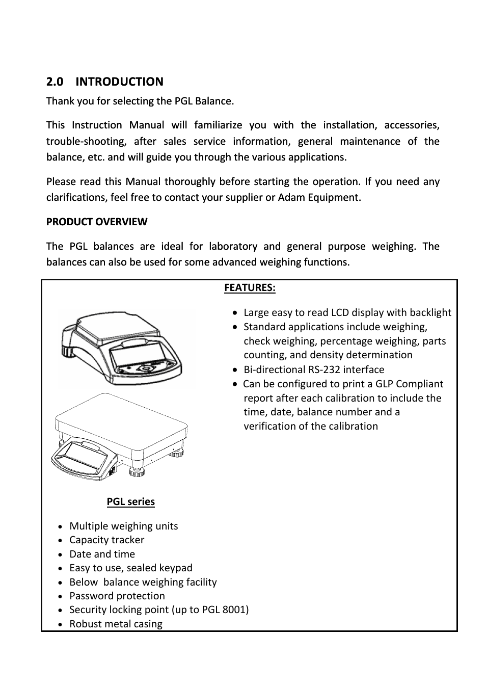 0 introduction, Introduction | Nova-Tech PGL Series User Manual | Page 5 / 40