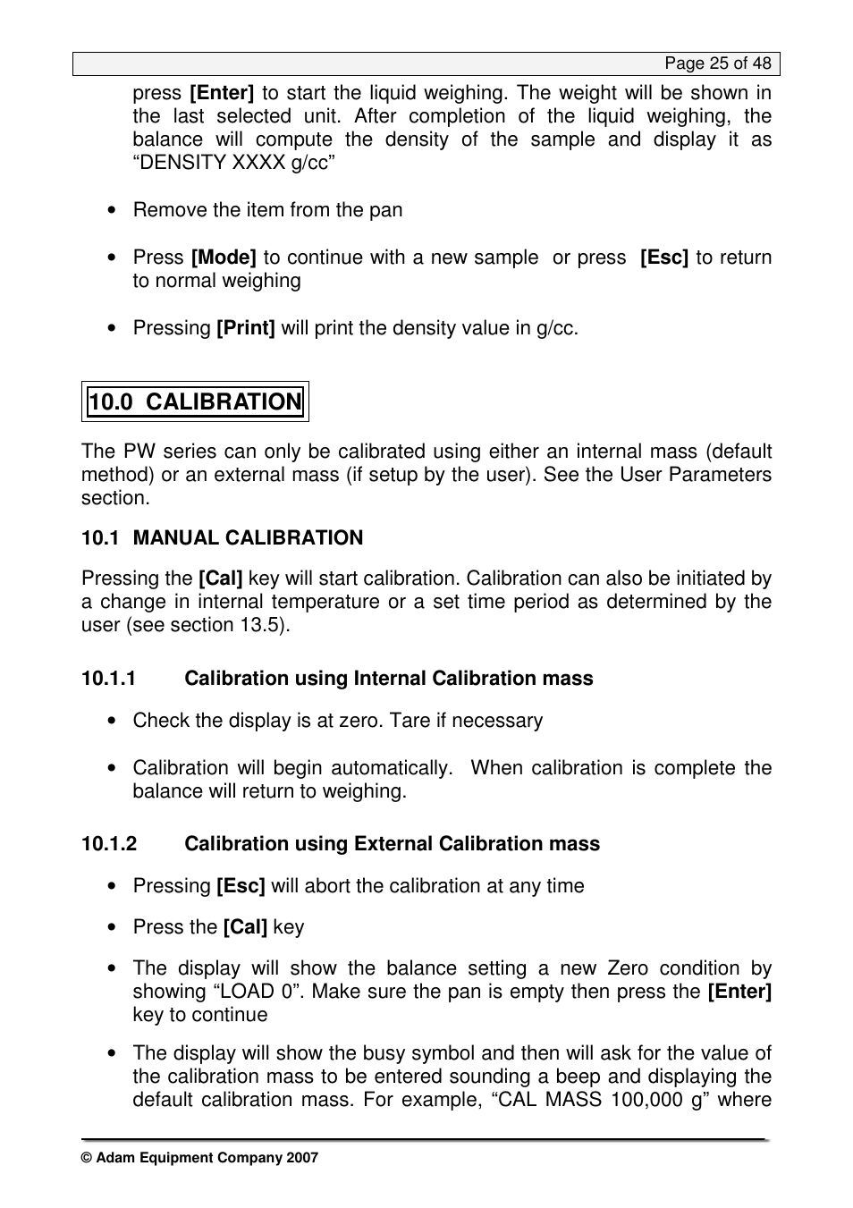 0 calibration | Nova-Tech PW Series User Manual | Page 25 / 48