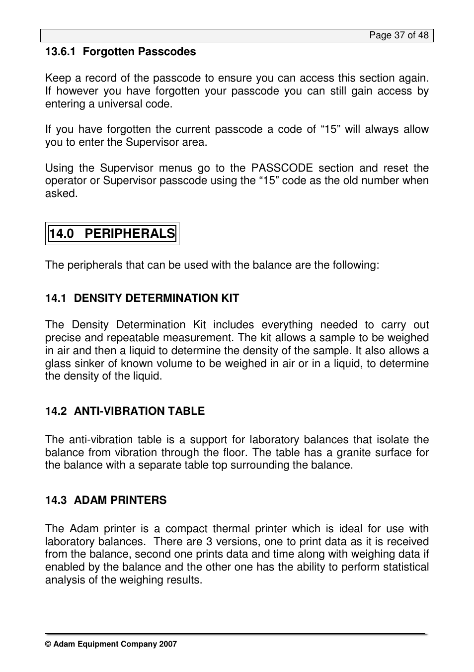 0 peripherals | Nova-Tech PW Series User Manual | Page 37 / 48