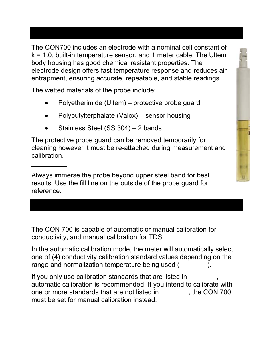 Electrode information, Calibration, 1 automatic or manual calibration | Automatic or manual calibration | Nova-Tech CON 700 User Manual | Page 8 / 24