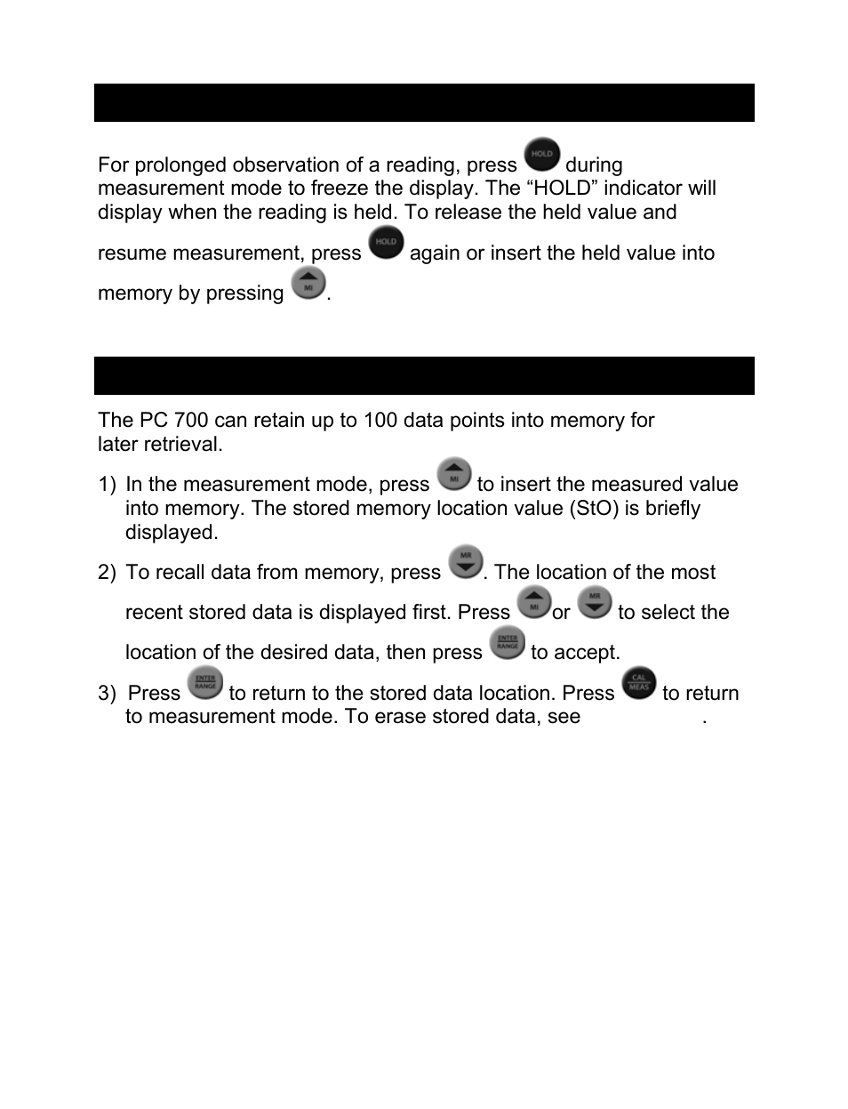 Hold function, Storing and recalling data | Nova-Tech pH-CON 700 User Manual | Page 16 / 32