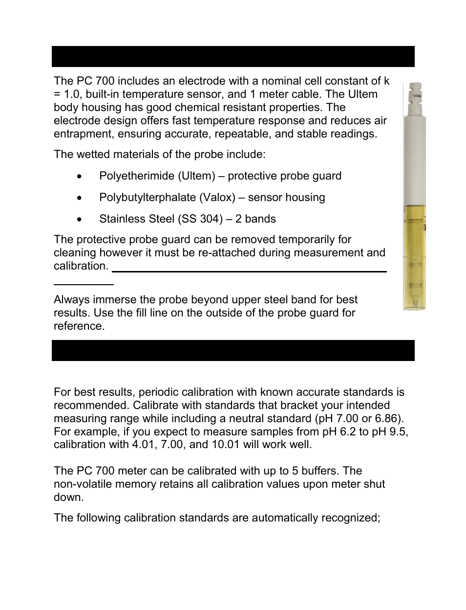 Conductivity electrode, Ph and mv calibration, Ph calibration | Nova-Tech pH-CON 700 User Manual | Page 9 / 32