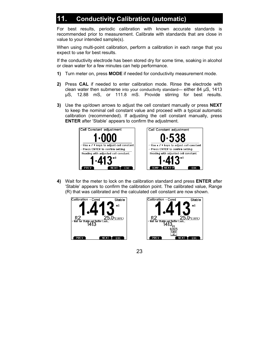 Conductivity calibration (automatic) | Nova-Tech 2700 Series Benchtop Meters User Manual | Page 27 / 60
