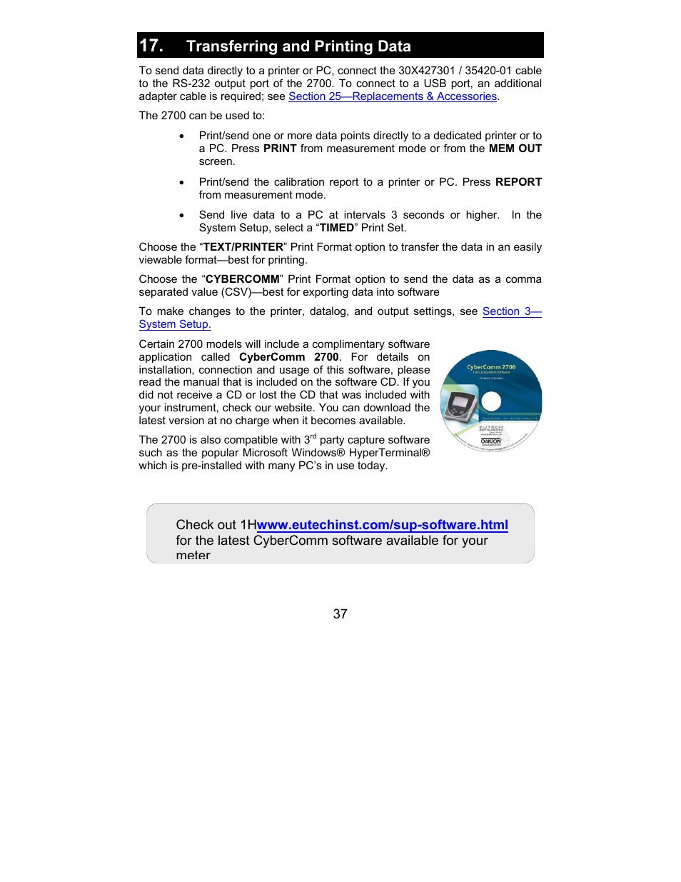 Transferring and printing data | Nova-Tech 2700 Series Benchtop Meters User Manual | Page 41 / 60
