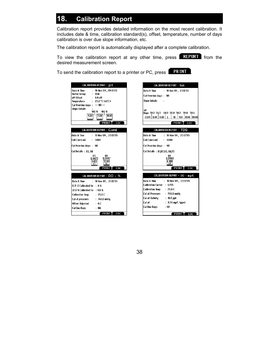 Calibration report | Nova-Tech 2700 Series Benchtop Meters User Manual | Page 42 / 60