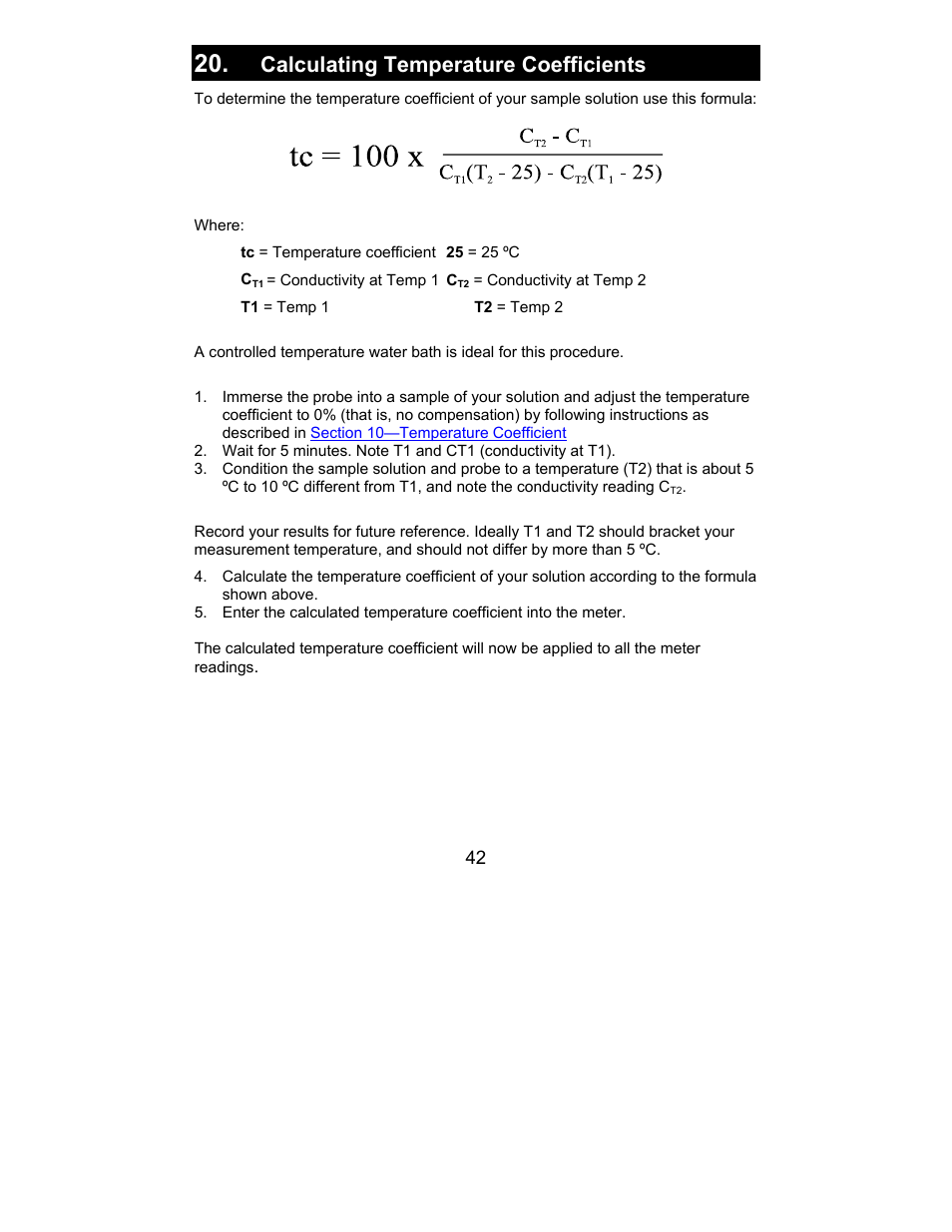 Calculating temperature coefficients | Nova-Tech 2700 Series Benchtop Meters User Manual | Page 46 / 60
