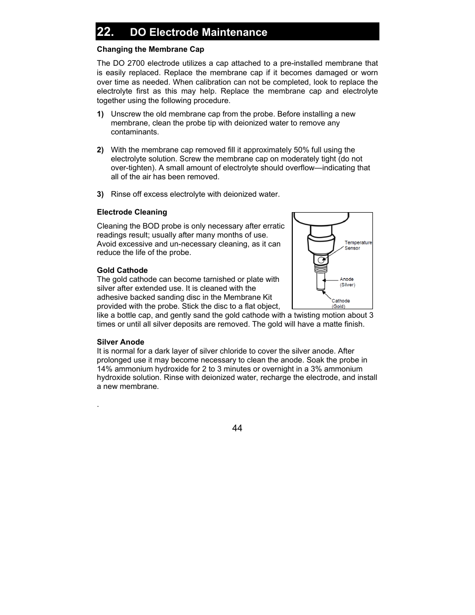 Do electrode maintenance, Section 22—do electrode maintenance | Nova-Tech 2700 Series Benchtop Meters User Manual | Page 48 / 60