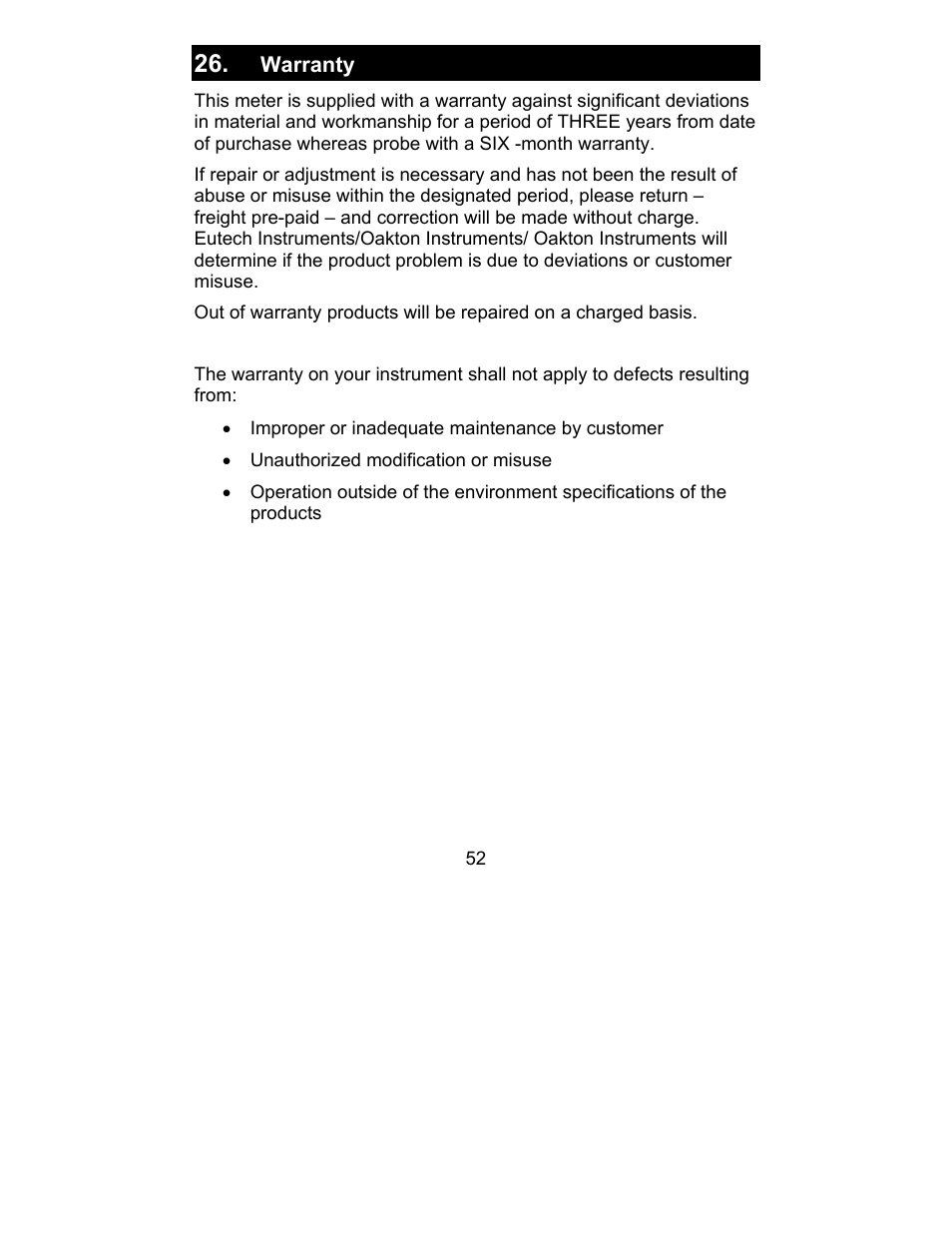 Warranty | Nova-Tech 2700 Series Benchtop Meters User Manual | Page 56 / 60