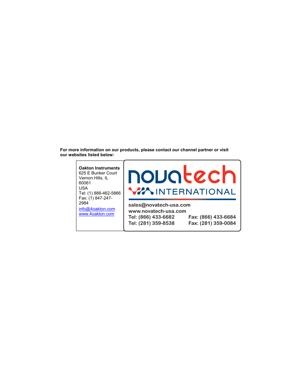 Info@4oakton.comwww.4oakton.com | Nova-Tech 2700 Series Benchtop Meters User Manual | Page 60 / 60
