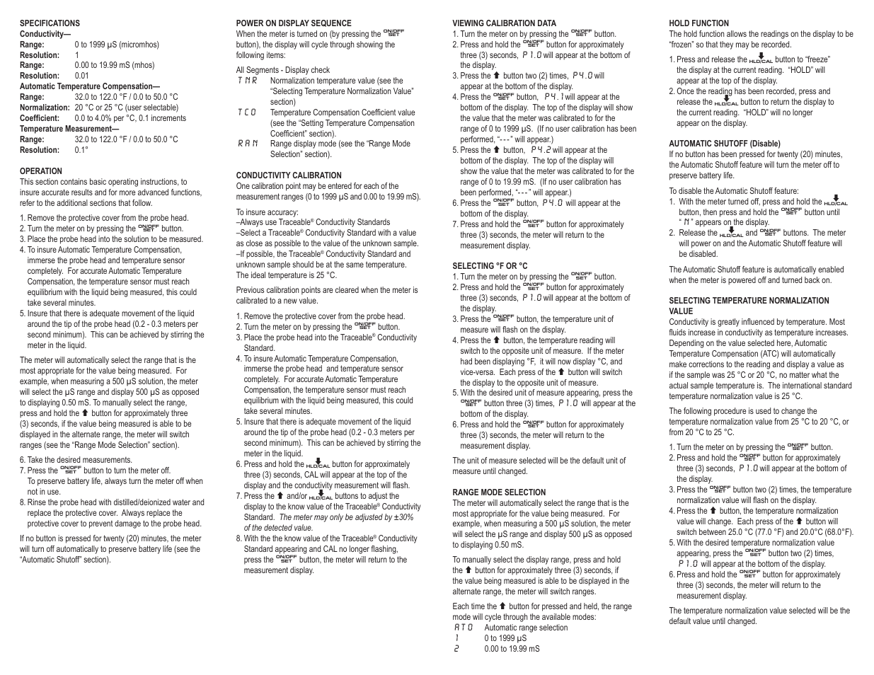 Control Company 4365 CONDUCTIVITY METER User Manual | 2 pages