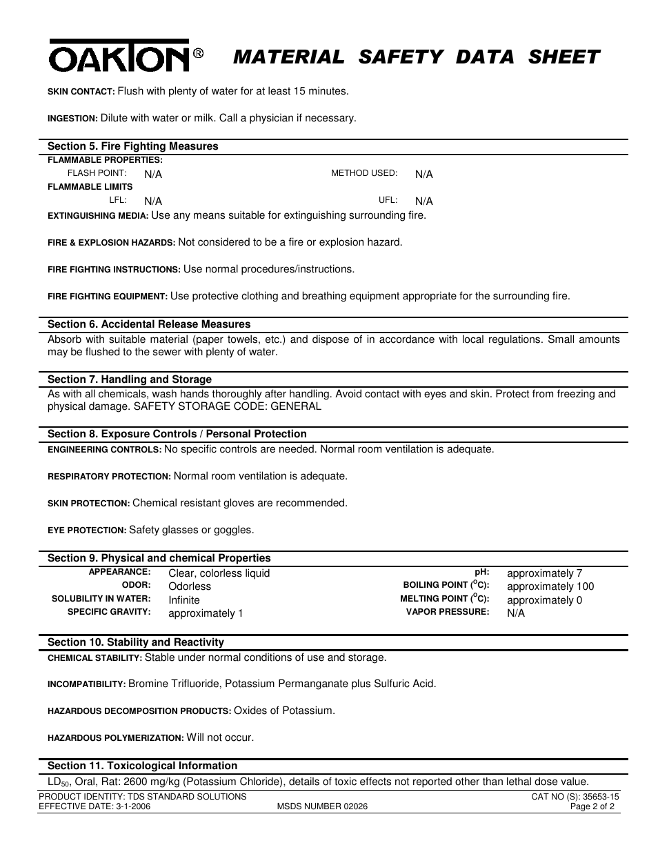 Material safety data sheet | Nova-Tech WD-35653-15 User Manual | Page 2 / 3