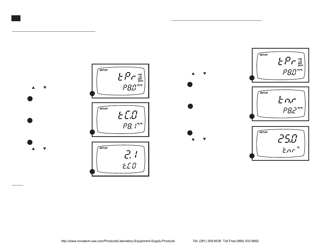 P8.0: temperature settings | Nova-Tech pH-CON 300 User Manual | Page 20 / 26