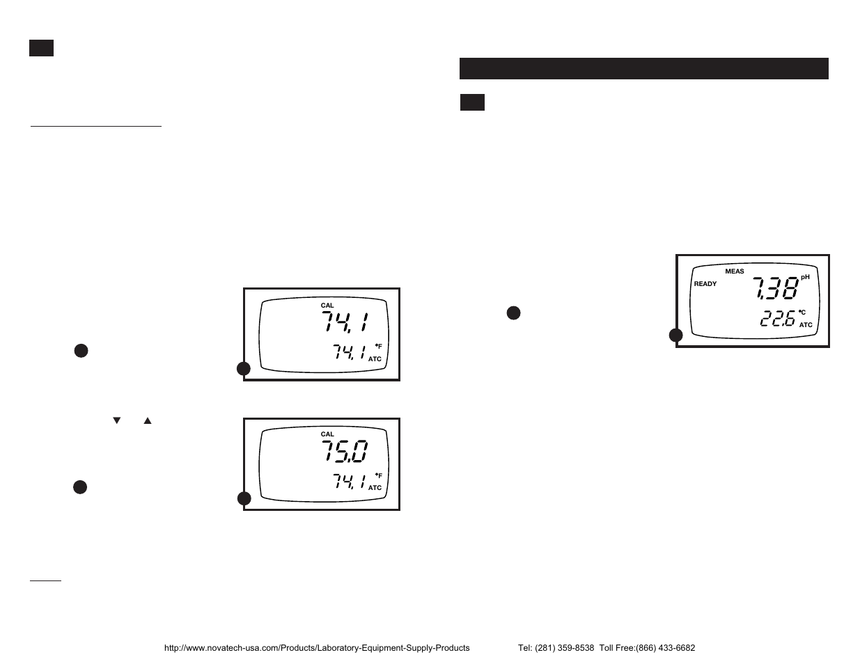 Temperature calibration, Measurement, Taking ph measurements | Nova-Tech pH-CON 300 User Manual | Page 9 / 26