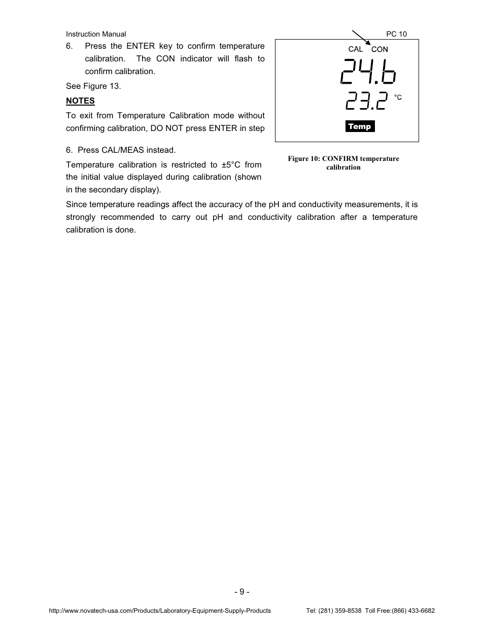 Nova-Tech pH-CON 10 User Manual | Page 13 / 29