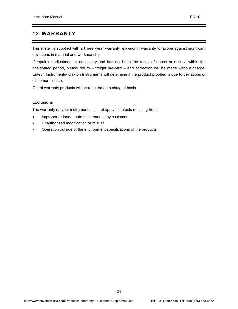 Nova-Tech pH-CON 10 User Manual | Page 28 / 29