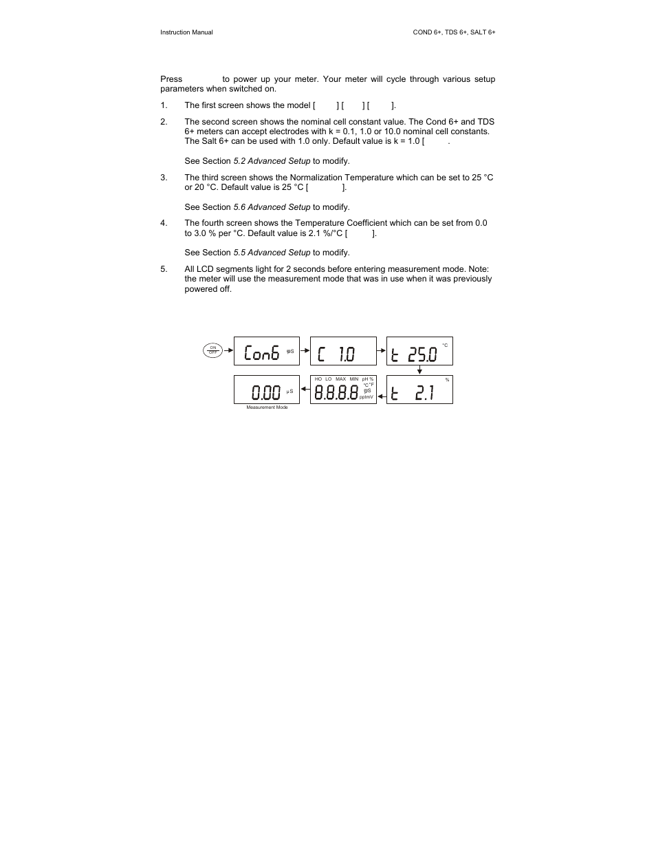 8 switching the meter on, Cond 6 | Nova-Tech SALT 6+ User Manual | Page 12 / 40