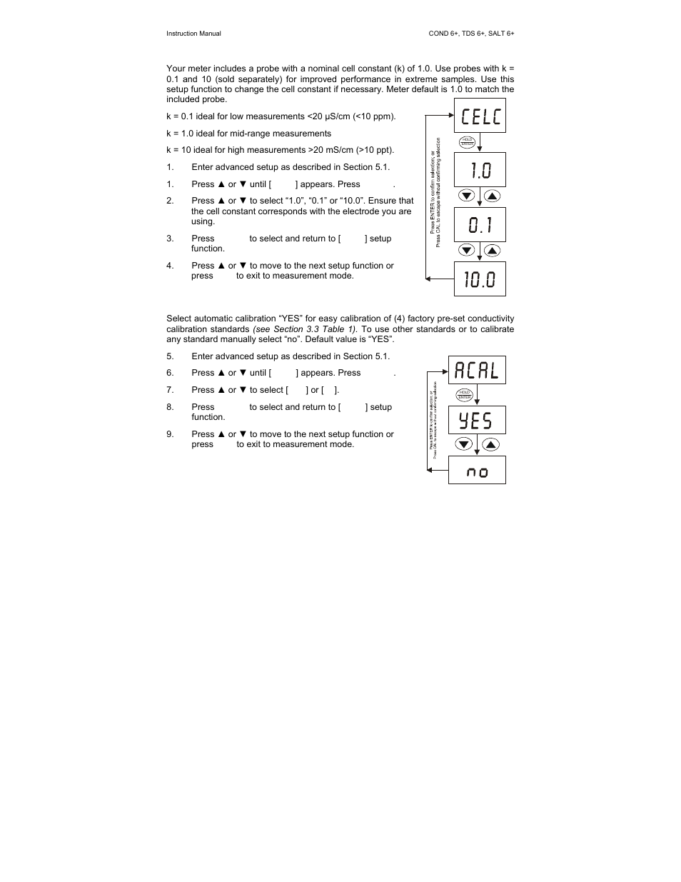 2 select cell constant (cond 6+, tds 6+ only), 3 automatic calibration (cond 6+ only) | Nova-Tech SALT 6+ User Manual | Page 25 / 40