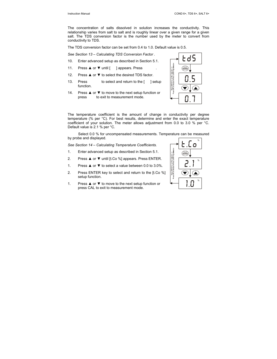 4 setting the tds factor (tds 6+ only), 5 temperature coefficient | Nova-Tech SALT 6+ User Manual | Page 26 / 40