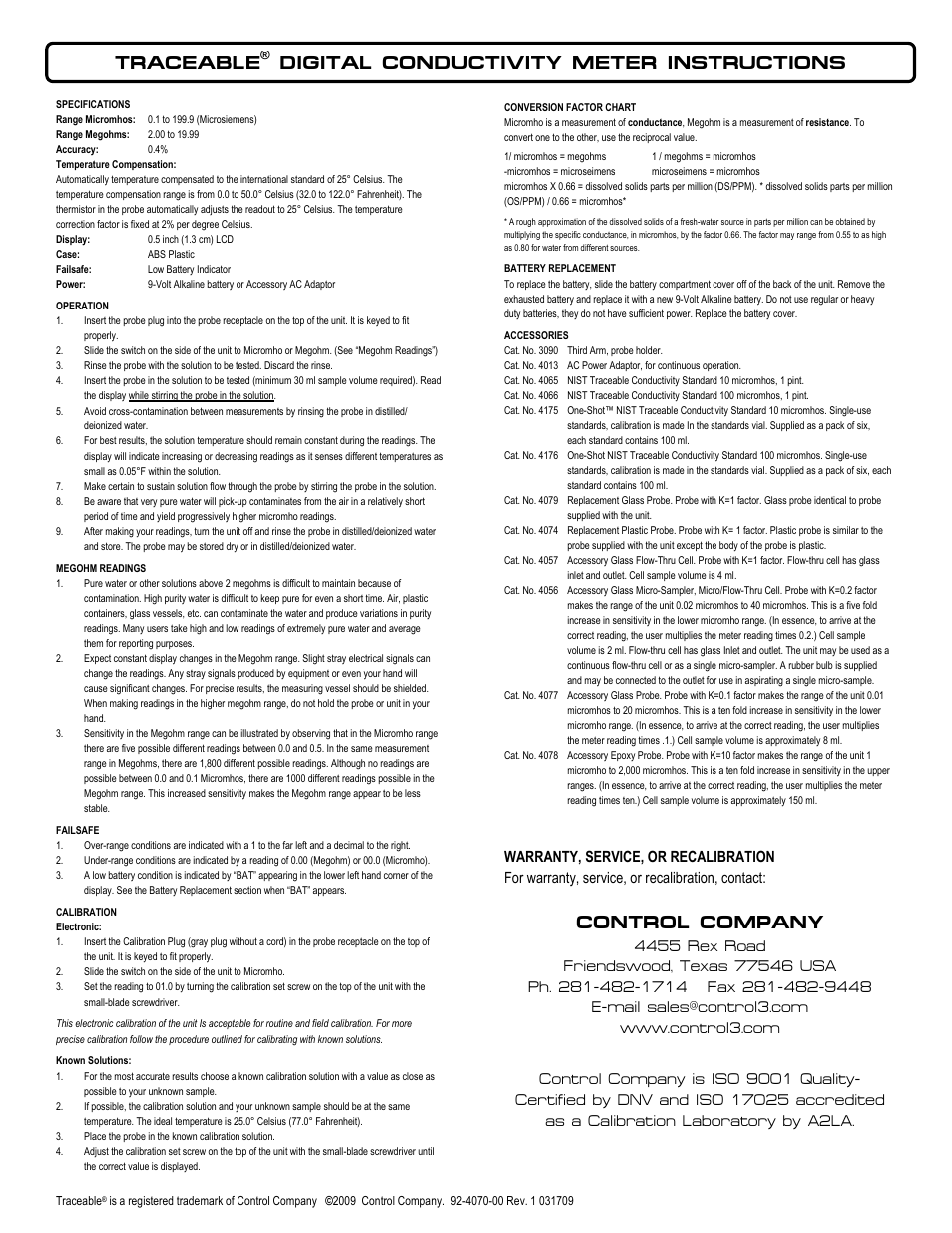 Nova-Tech 4070 Control Company User Manual | 1 page