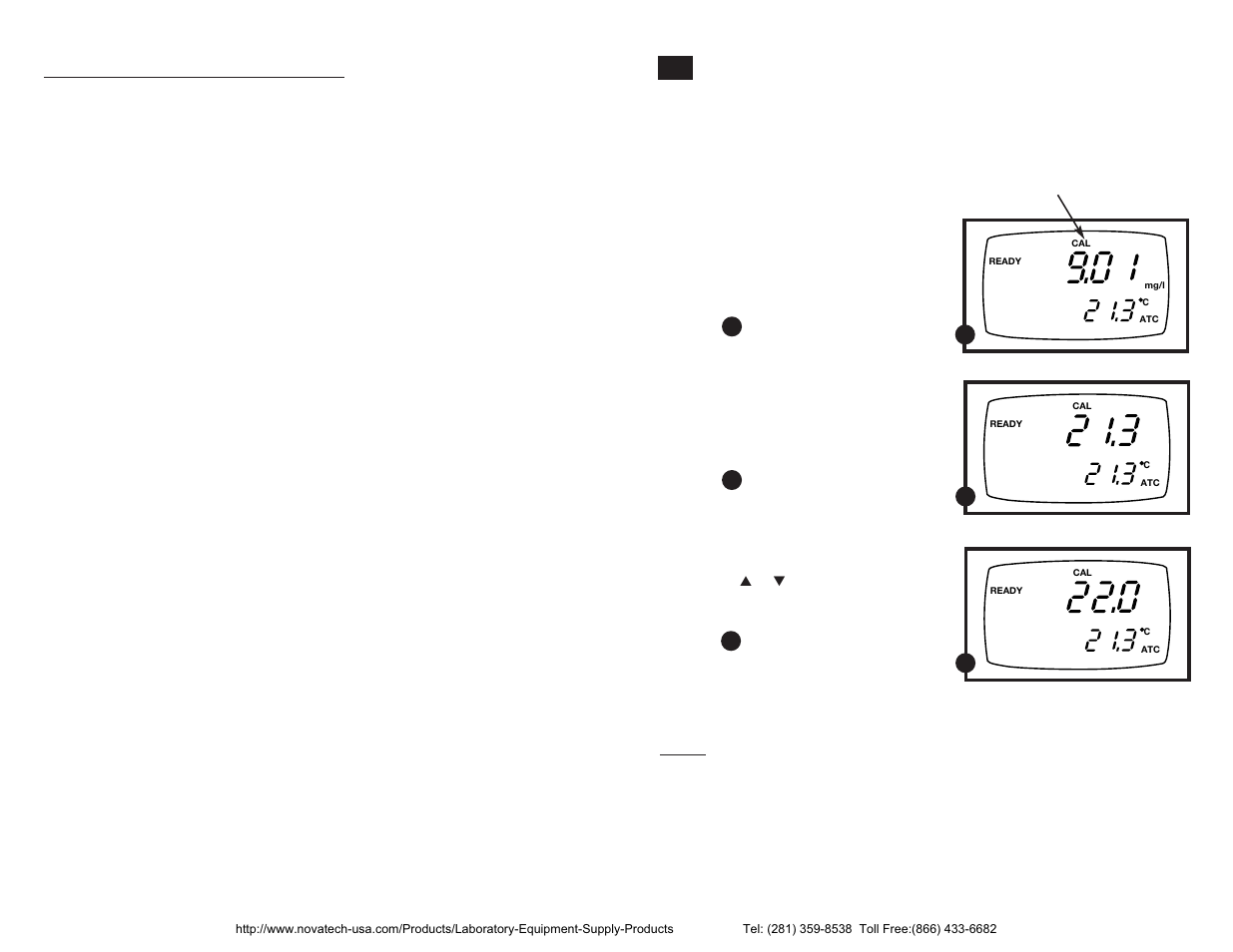Temperature calibration | Nova-Tech pH-Dissolved Oxygen Meter User Manual | Page 10 / 35