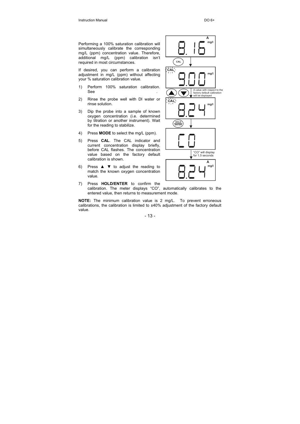 4 mg/l or ppm calibration | Nova-Tech DO 6+ User Manual | Page 19 / 48