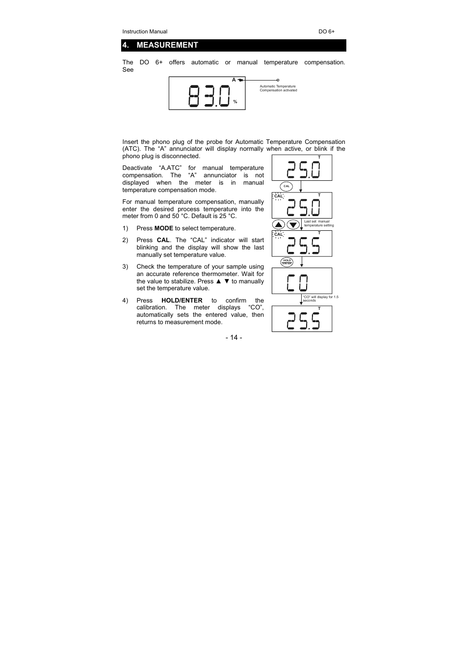 Measurement, 1 temperature compensation | Nova-Tech DO 6+ User Manual | Page 20 / 48