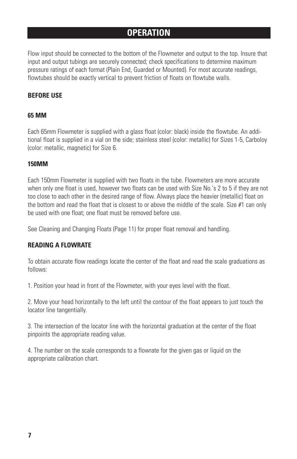 Operation | Nova-Tech RITEFLOW FLOWMETERS AND KITS User Manual | Page 8 / 16
