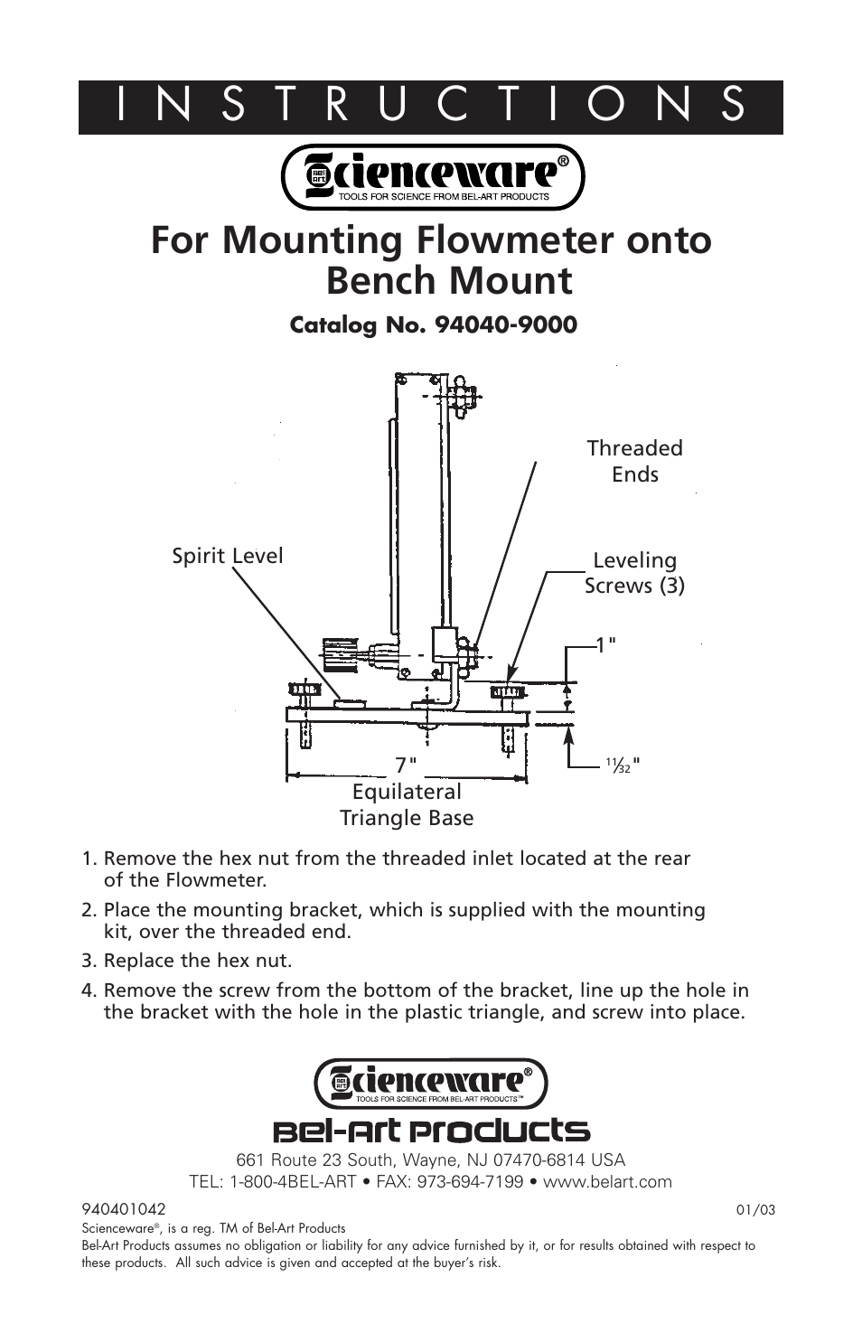 Nova-Tech Leveling Base Kit (each) H40404-1000 User Manual | 1 page