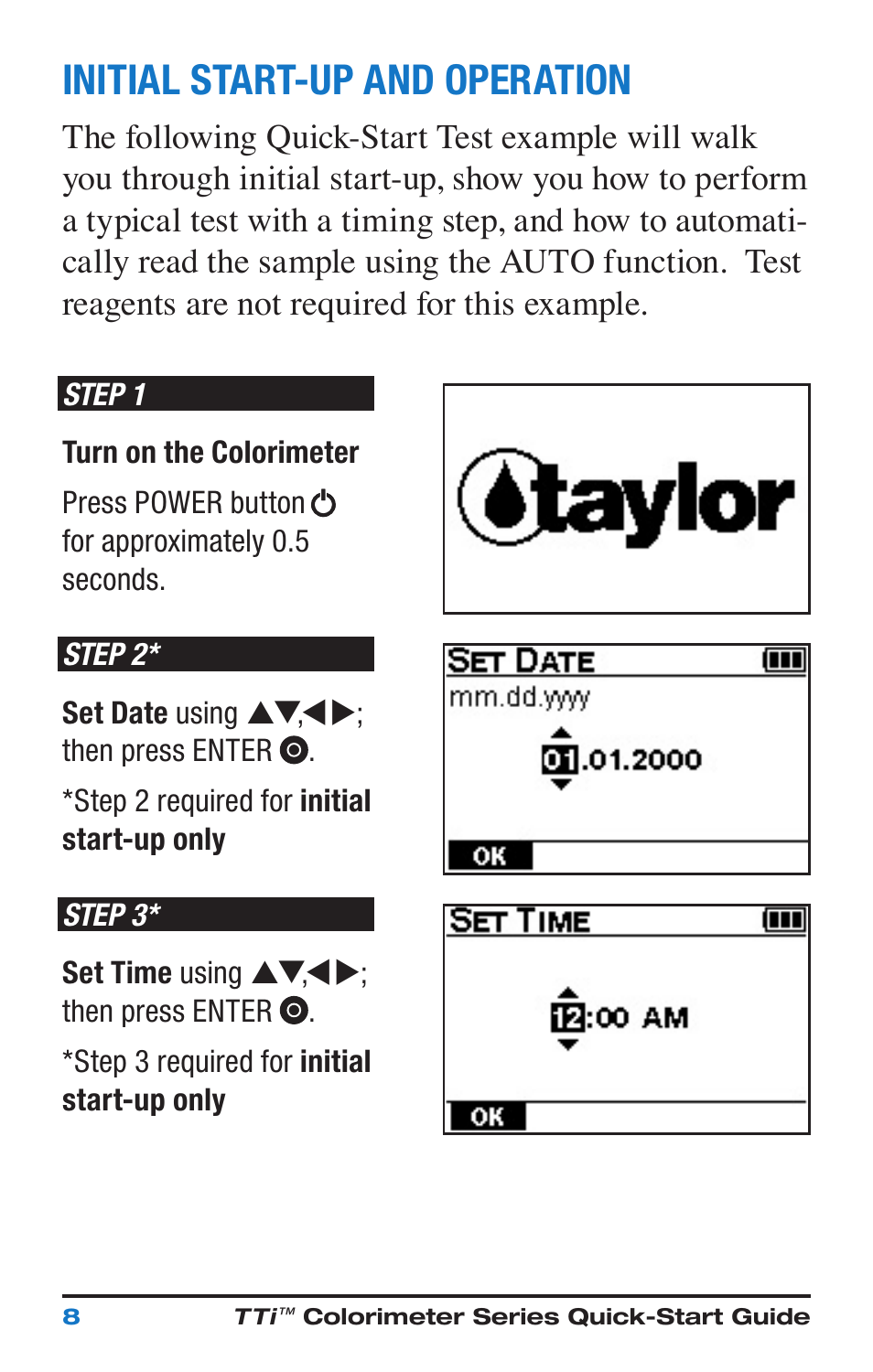Initial start-up and operation | Nova-Tech Taylor M-3000 TTi3000 Colorimeter Series User Manual | Page 12 / 28