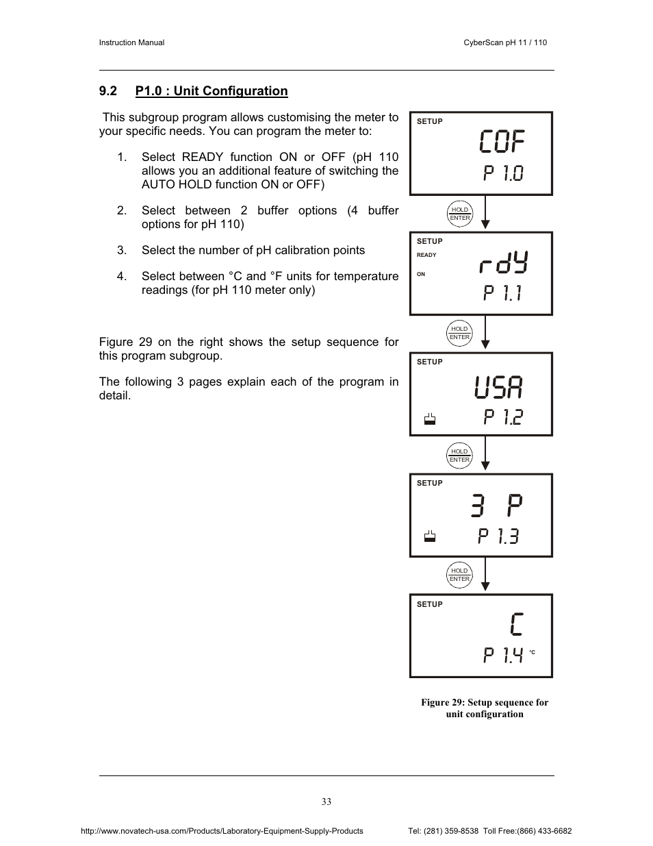 P 1.0, P 1.1, P 1.3 | P 1.2, P 1.4 | Nova-Tech pH 110 User Manual | Page 37 / 76