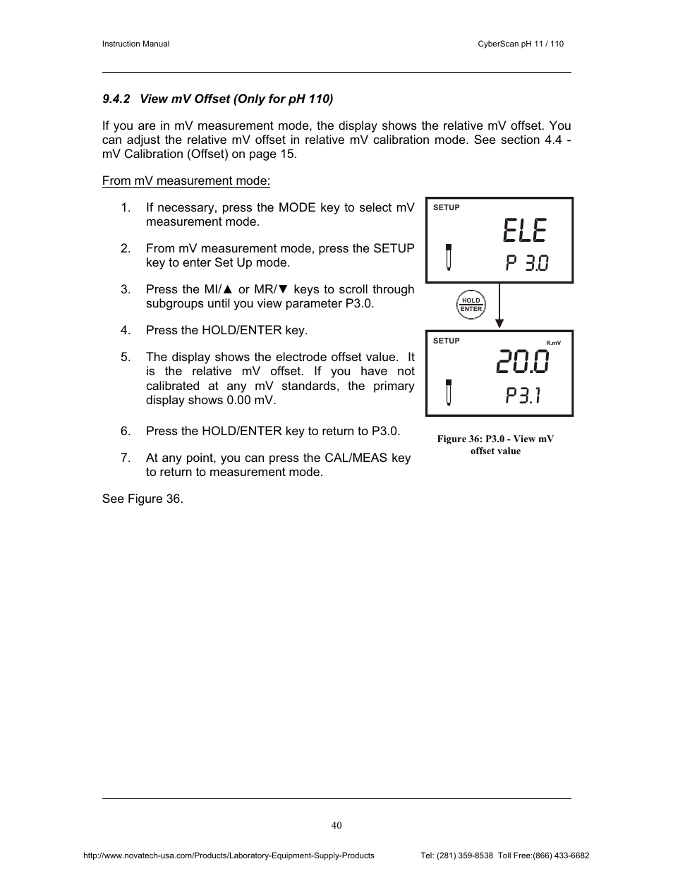 P 3.0, P3.1 | Nova-Tech pH 110 User Manual | Page 44 / 76