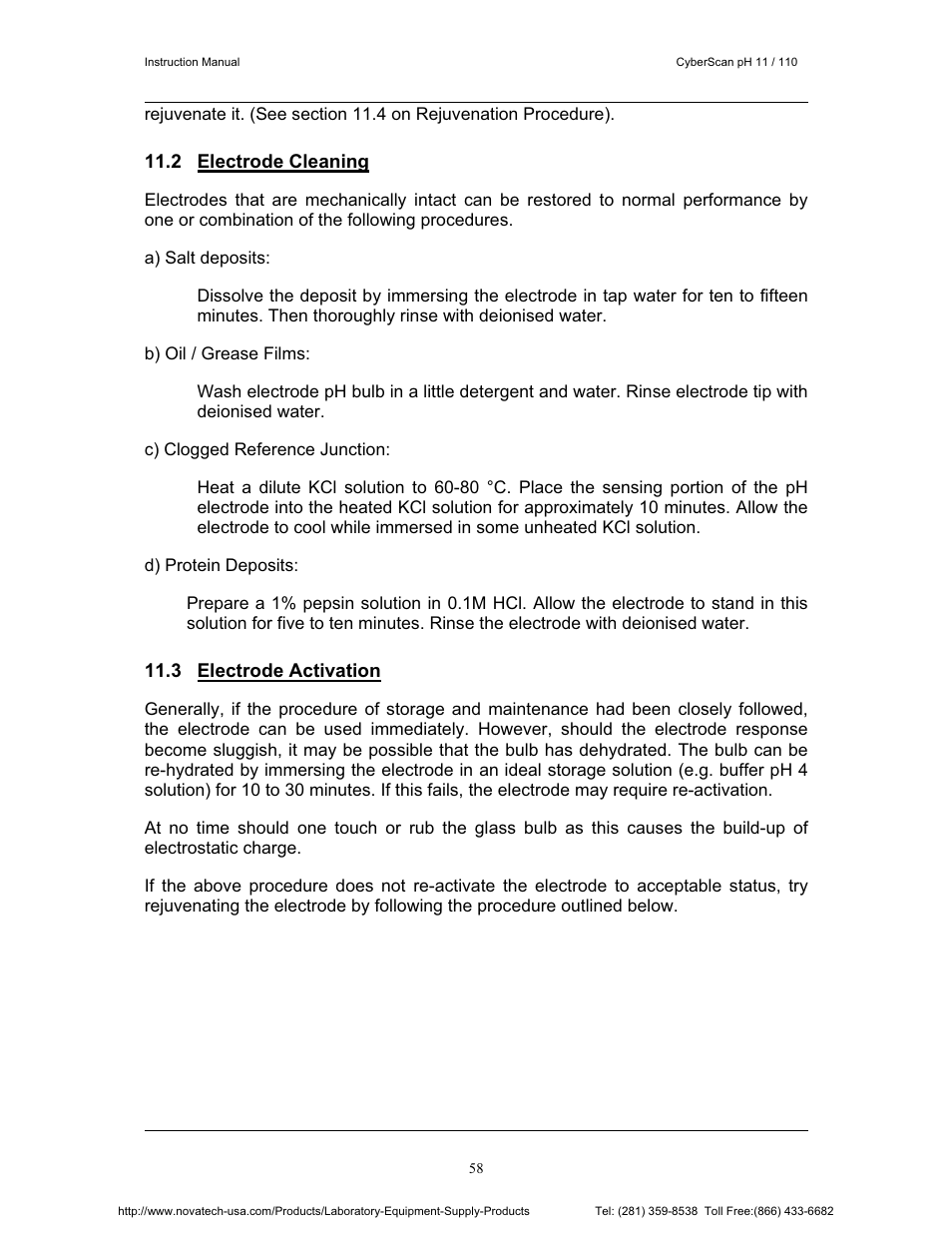 Nova-Tech pH 110 User Manual | Page 62 / 76