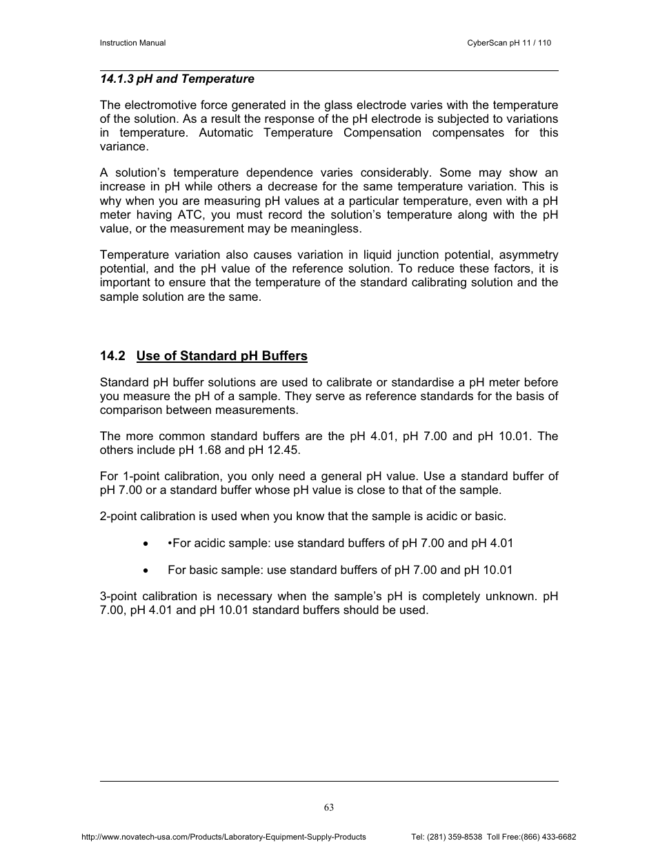 Nova-Tech pH 110 User Manual | Page 67 / 76