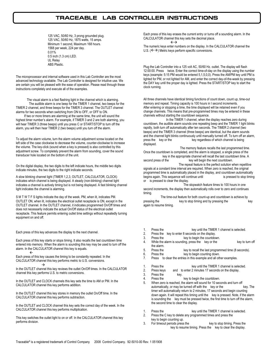 Control Company 5010 LAB CONTROLLER User Manual | 3 pages