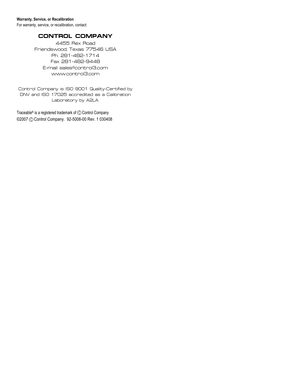Control company | Control Company 5008 THREE-LINE ALARM TIMER User Manual | Page 2 / 2