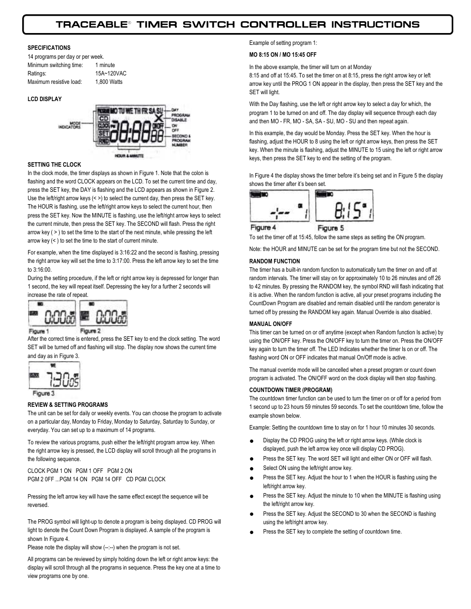 Control Company 5050 TIMER SWITCH CONTROLLER User Manual | 2 pages