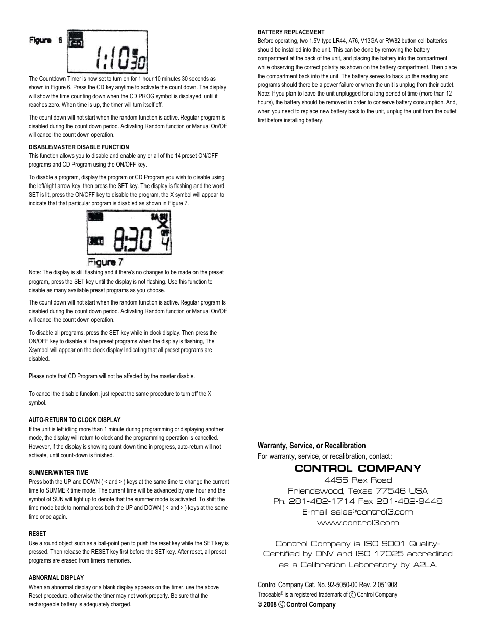 Control company | Control Company 5050 TIMER SWITCH CONTROLLER User Manual | Page 2 / 2