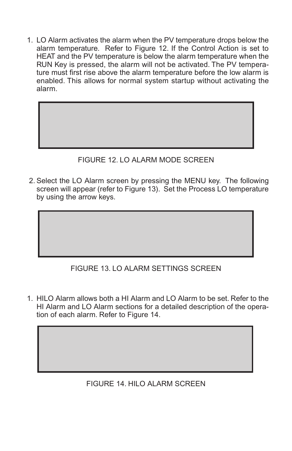 Alarm sp lo 000xx °f, Mode hilo alarm mode lo alarm | Nova-Tech Digi-Sense Termperature Controller RS (Standard Models) User Manual | Page 14 / 30