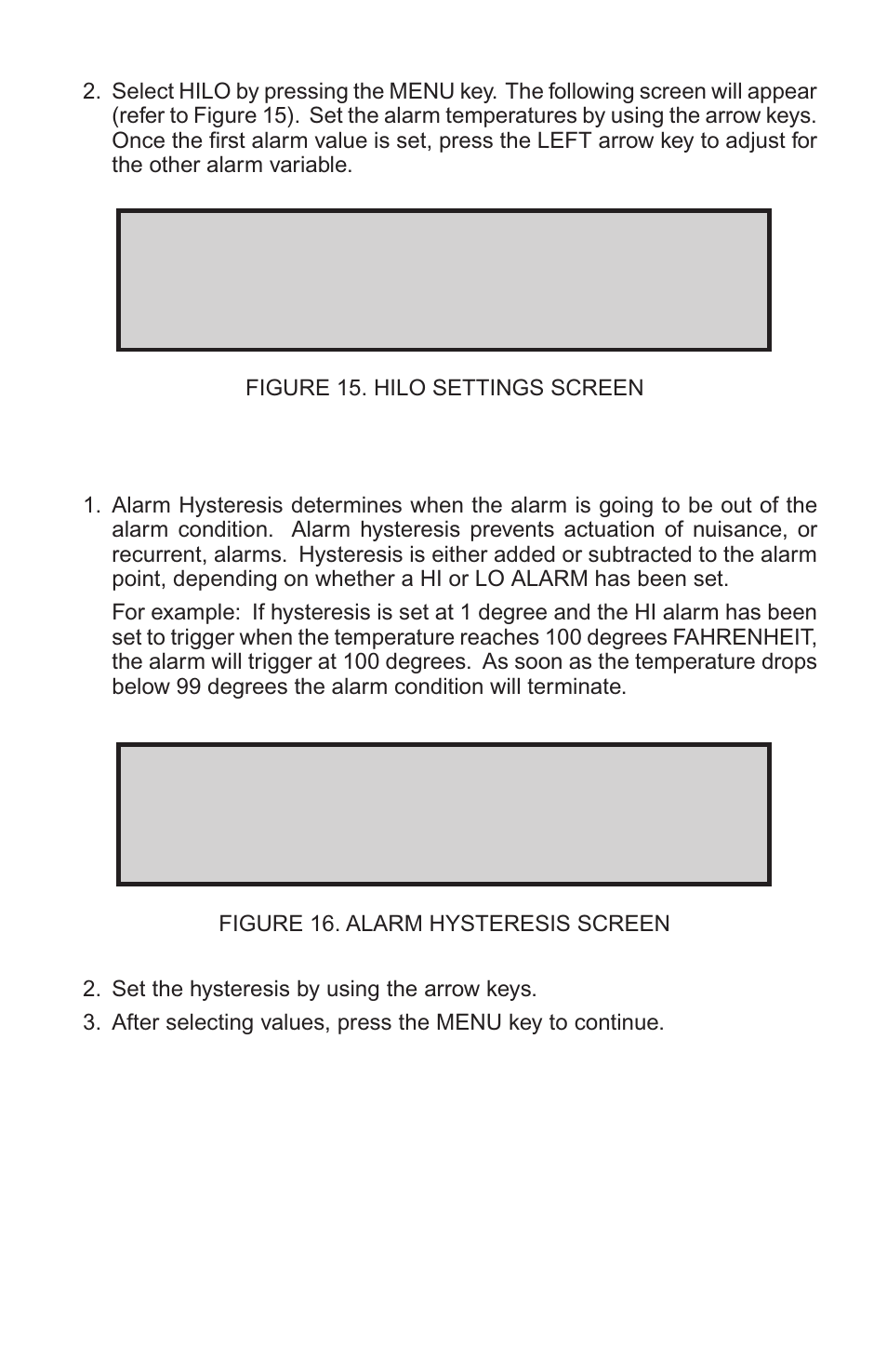 Alarm hysteresis xxx.x °f | Nova-Tech Digi-Sense Termperature Controller RS (Standard Models) User Manual | Page 15 / 30