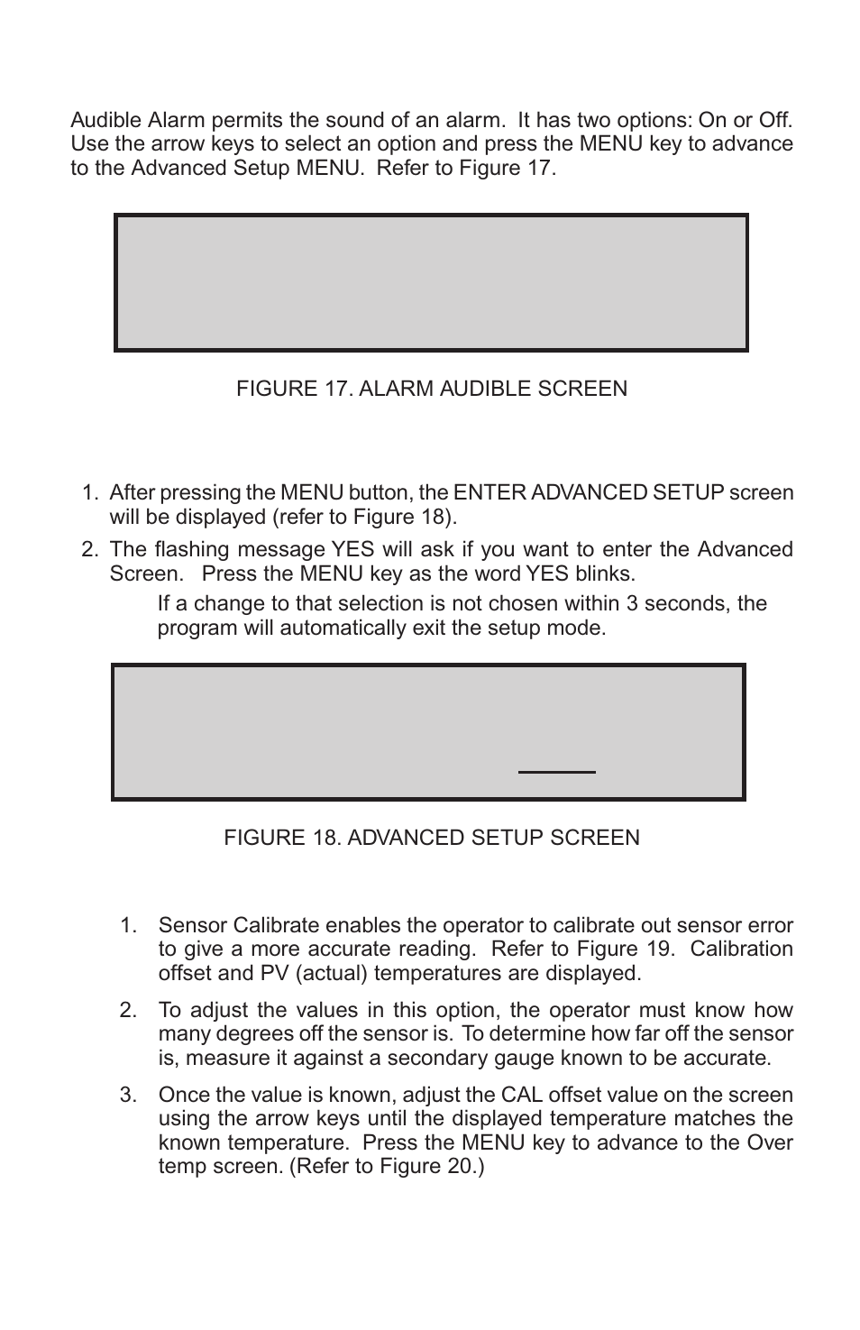 Audible alarm on, Enter advanced setup menu yes | Nova-Tech Digi-Sense Termperature Controller RS (Standard Models) User Manual | Page 16 / 30