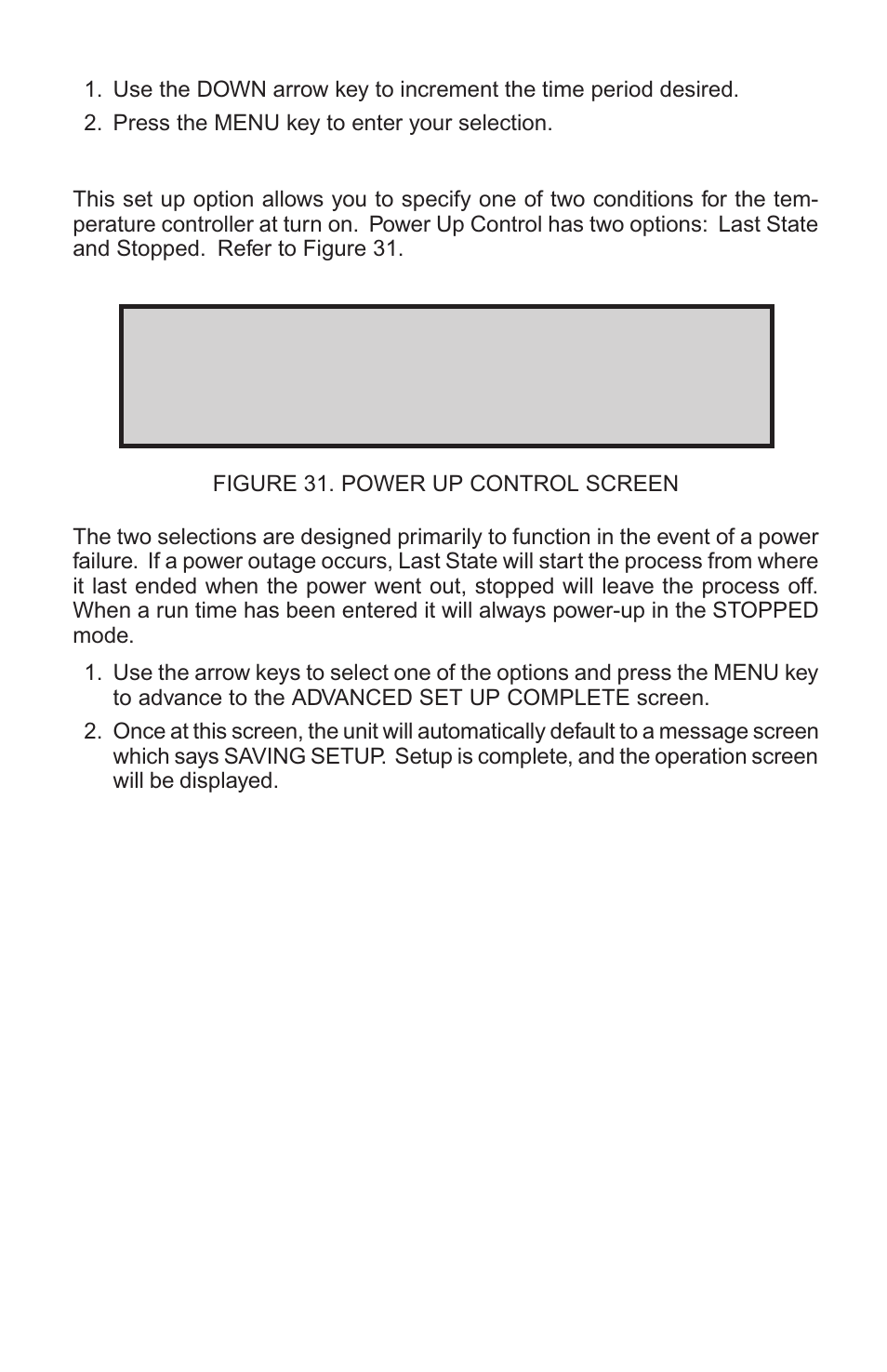 Power up control last state | Nova-Tech Digi-Sense Termperature Controller RS (Standard Models) User Manual | Page 22 / 30