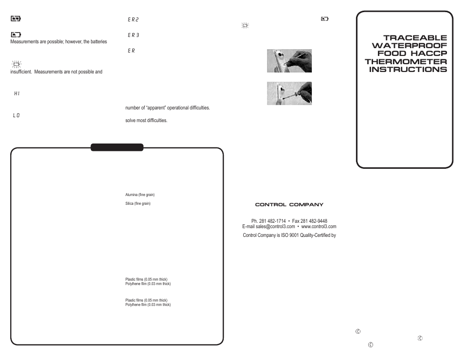 Nova-Tech 4364 TRACEABLE WATERPROOF FOOD HACCP THERMOMETER User Manual | 2 pages