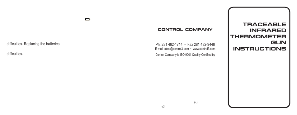 Traceable infrared thermometer gun instructions | Nova-Tech 4470 TRACEABLE INFRARED THERMOMETER User Manual | Page 2 / 2