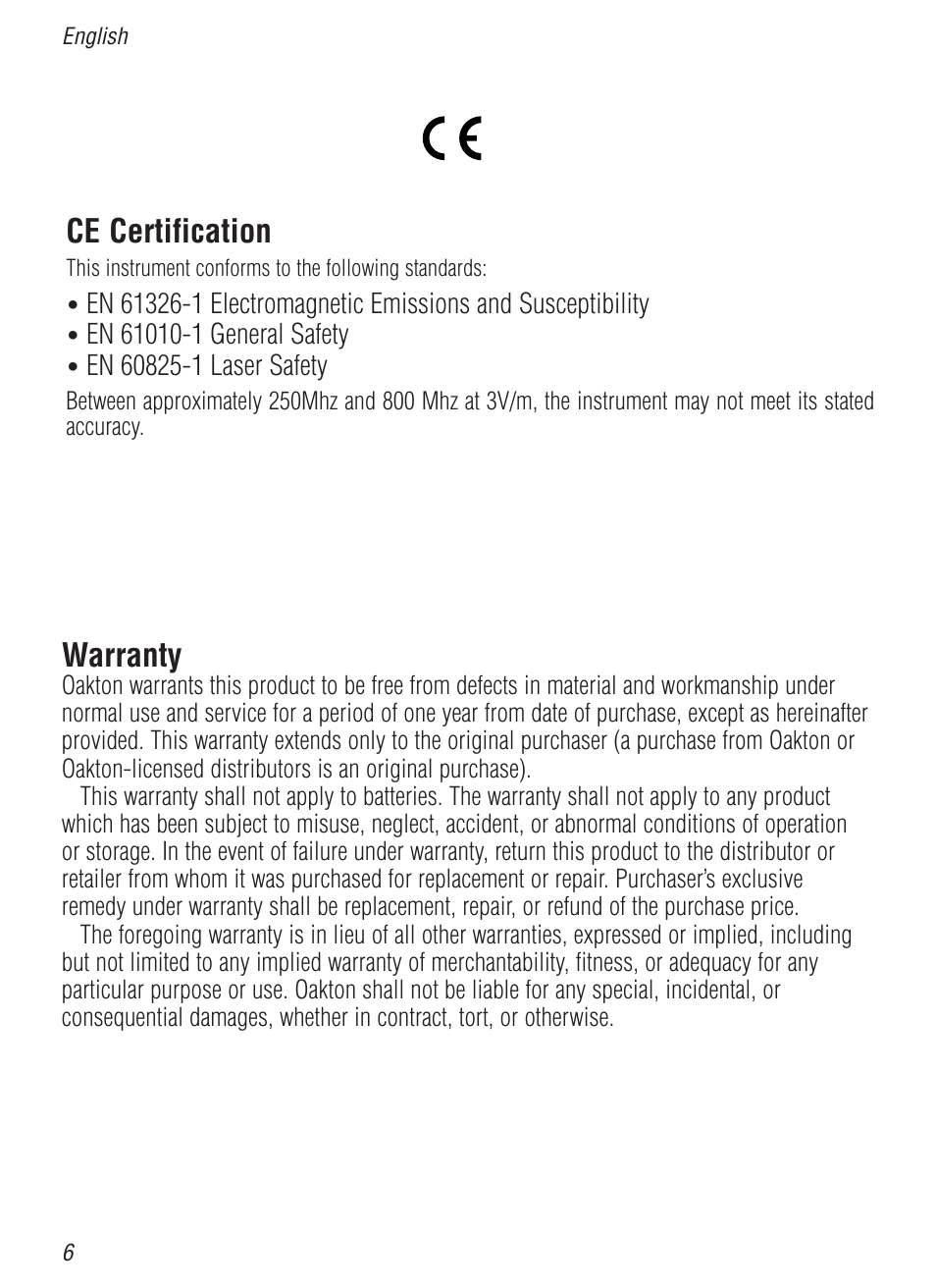 Warranty, Ce certification | Nova-Tech WD-39641-04 User Manual | Page 6 / 6