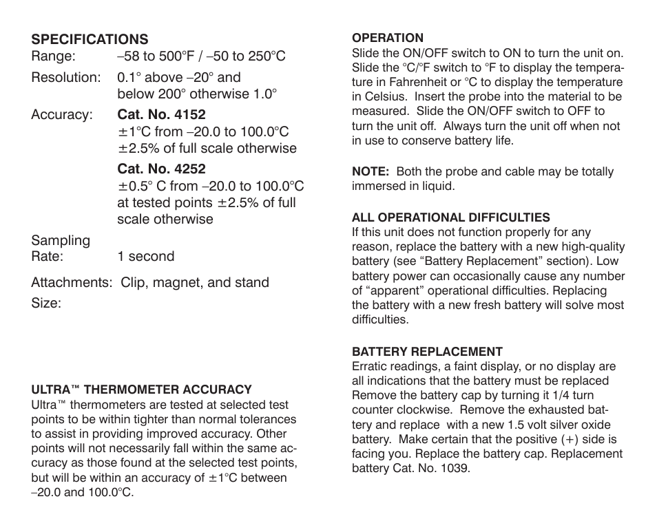 Nova-Tech 4252 TRACEABLE FULL-SCALE THERMOMETER User Manual | Page 2 / 2