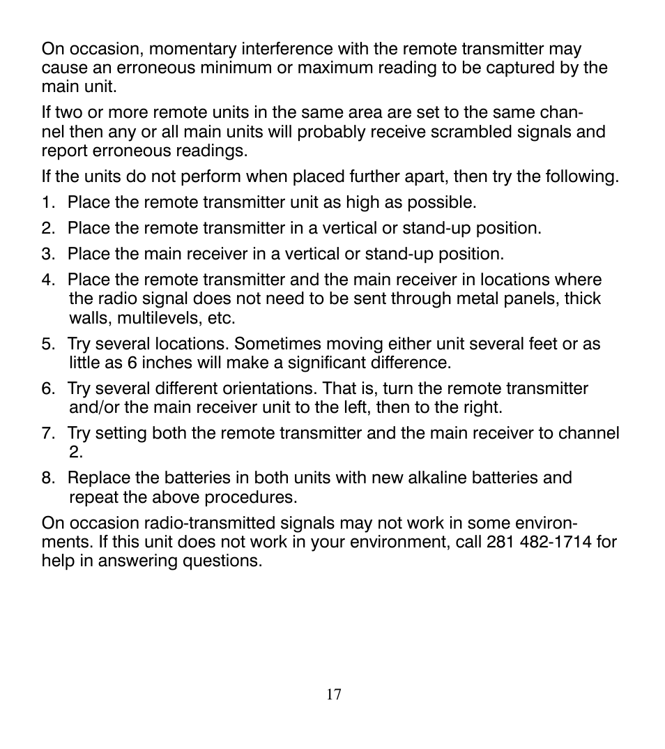 Control Company 4115 RADIO-SIGNAL REMOTE THERMOMETER User Manual | Page 17 / 18